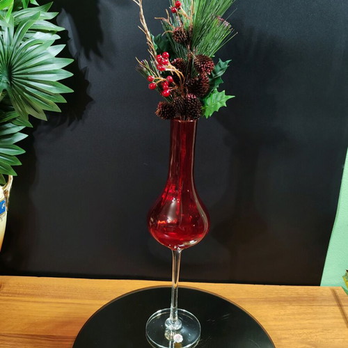 Ваза Empoli Cranberry Pink от италианско арт стъкло, нова