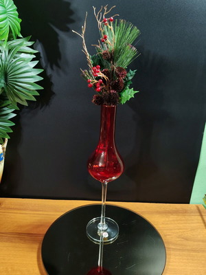 Ваза Empoli Cranberry Pink от италианско арт стъкло, нова