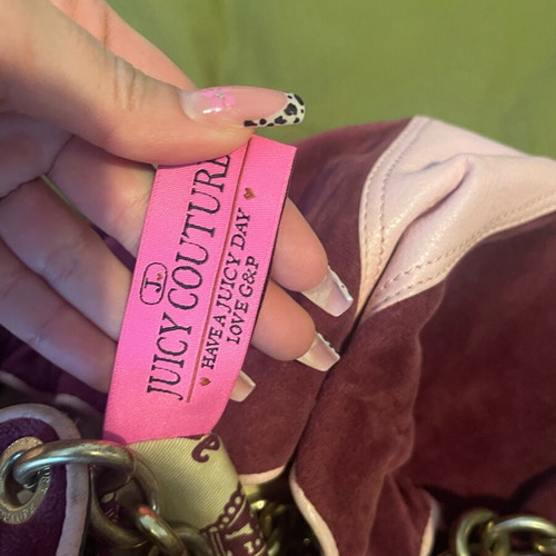 Juicy Couture vintage velour hobo bag like new, pink burgundy chain strap