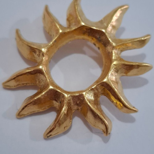 Vintage Lancome Paris Gilt Sun Burst brooch used, gilt color