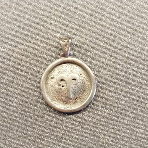 Silver Aries Zodiac Pendant oxidized silver new