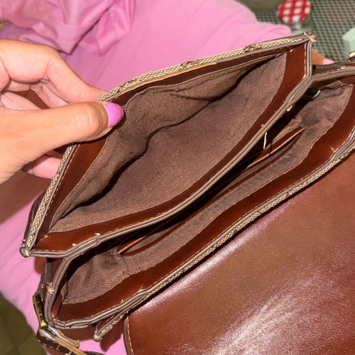 Mango crossbody bag like new, beige and brown, leatherette and fabric with monogram