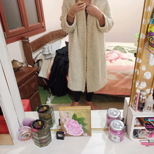 Drykorn Bouclé Wool Coat beige, like new, oversized