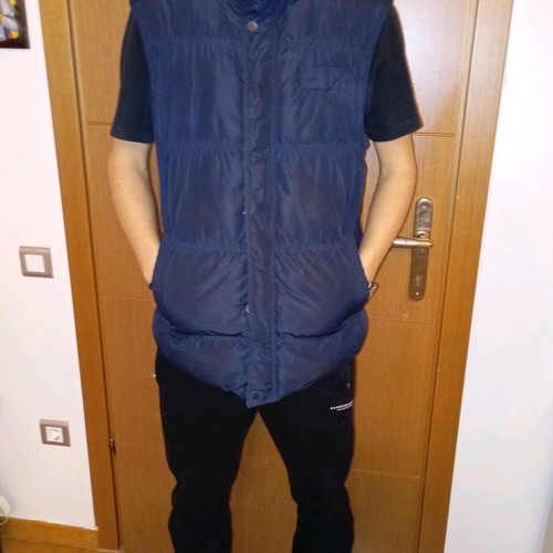 Sleeveless men's jacket blue like new with hood