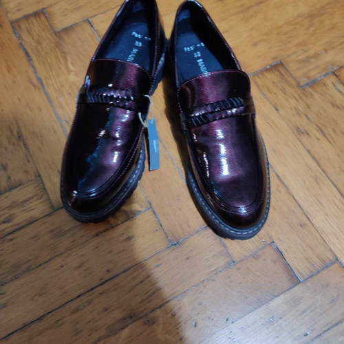 Marco Tozzi women's patent leather purple ankle boots new size 39 non-slip