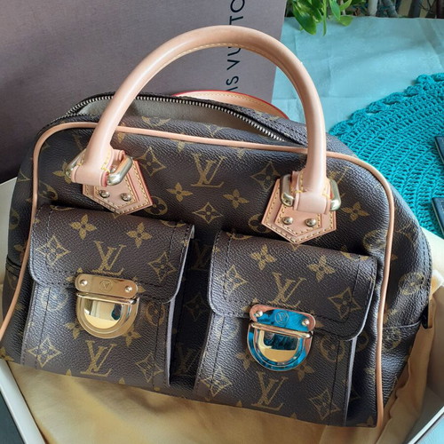 Louis Vuitton Manhattan PM bag new beige and brown leather canvas