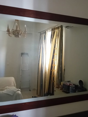 Living room mirror used, walnut 1.40×0.96 m