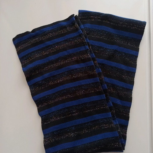Scarf like new with blue and black stripes, cotton and acrylic