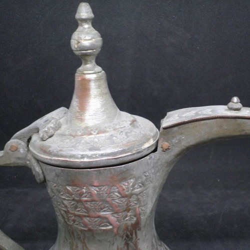 Antique copper coffee kanati used with engraved oriental designs