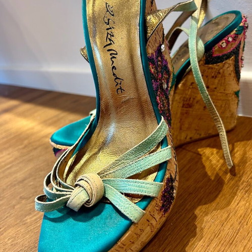 Italian platform sandals size 36-37, multicolor