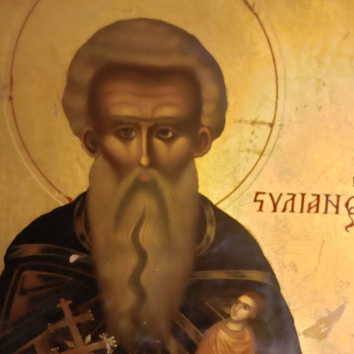 Icon of Saint Stylianos numbered 1958, like new, Mount Athos