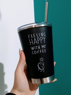 Stainless Steel Thermos New with Straw and Cleaning Brush