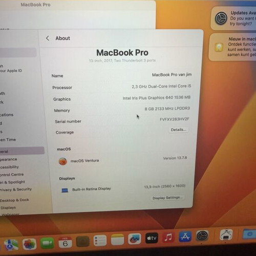 Apple MacBook Pro 13” 2017 like new, 8GB RAM, 128GB SSD