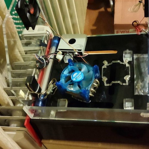Computer case used plexiglass with fans and lighting