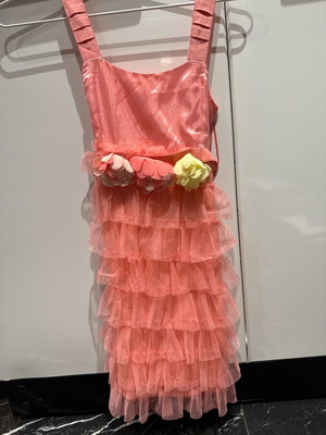 Miss Grant Girls pink tulle TURTLE dress with flower belt size 40 12y new