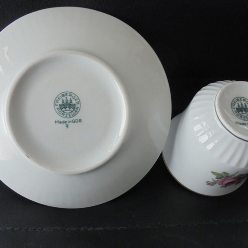 Freiberger porzellan double porcelain set used, cup with saucer