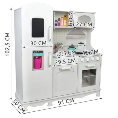 Wooden play kitchen with phone in excellent condition