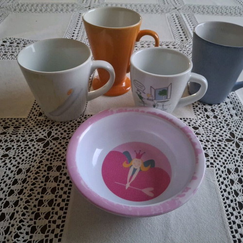 Cups and plastic children's plate used