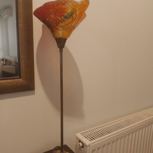 Table lamp with blown glass like new