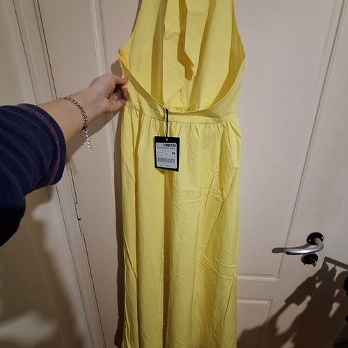 Kate London midi yellow backless dress with wide skirt new