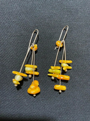 Silver 925 earrings with amber new