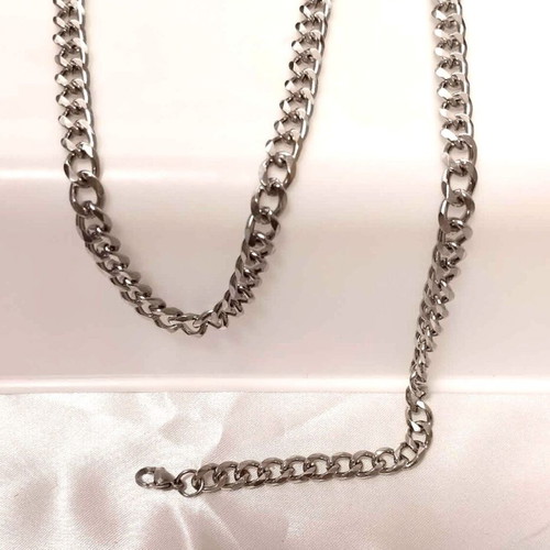 Steel chain 60 cm length, 5mm link width, new silver color