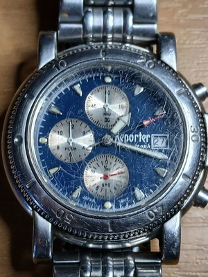 Vintage Reporter wristwatch used, men's, silver