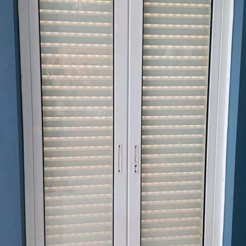 Aluminum Sliding Balcony Door double leaf used, 235x124 cm, white