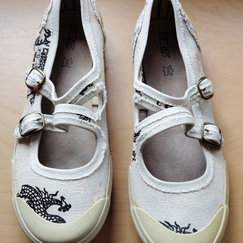 TBS women's ballerina shoes size 40 used, black and beige