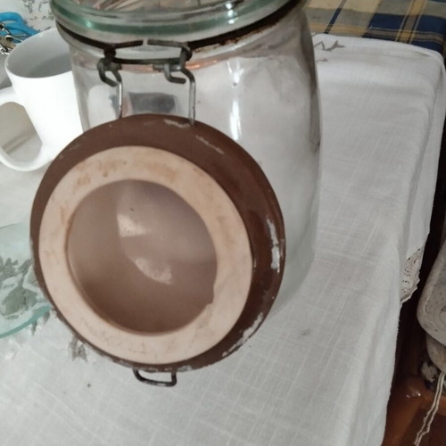 Vintage glass jars with ceramic lids, set of two