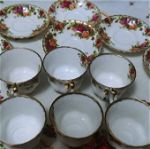 Σετ 6 φλιτζάνια τσαγιού/γαλλικού με 6 πιατάκια τους Royal Albert "old country roses" bone china England 1962-1973