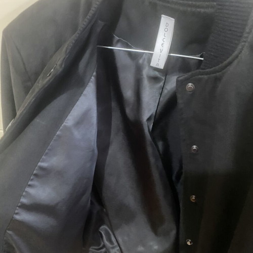 Bomber jacket black one size like new, suede style