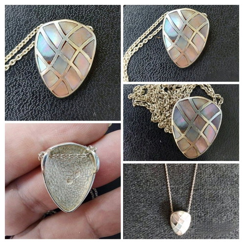 Vintage necklace with natural mother-of-pearl pendant used