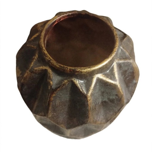 Ceramic vase brown with gold 27cm like new