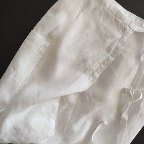 Sisley White Linen Wrap Mini Skirt Size 38 Like New