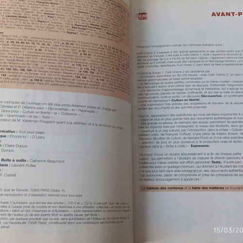 Café Crème 2 – Méthode de Français Student’s Book used, level A2–B1