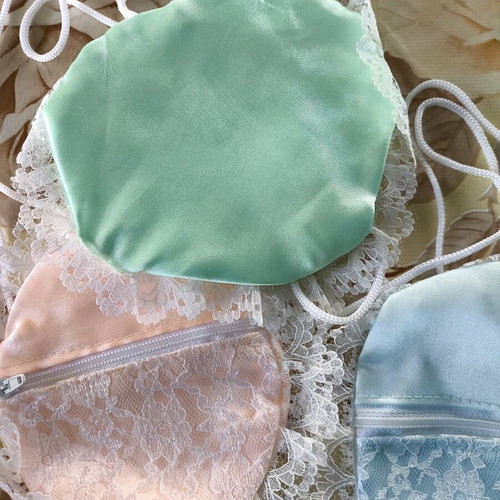 Set of 8 small zipper pouches for sewing supplies with lace new