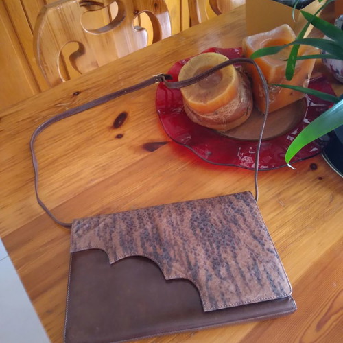 Goya leather envelope bag used, handmade