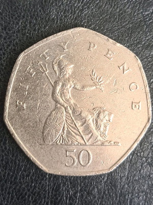 British 50 pence coin used from 1998
