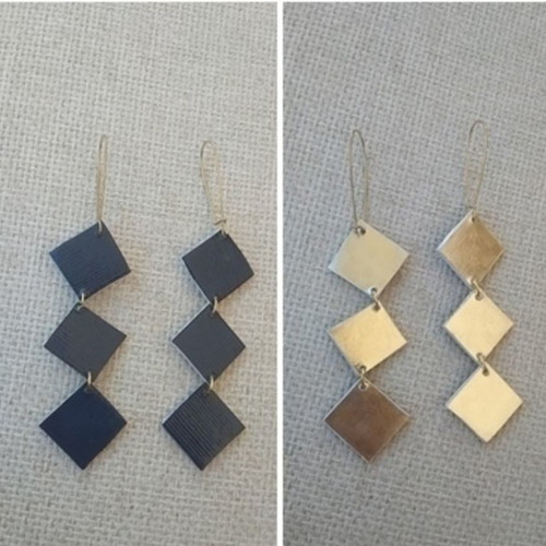 Earrings double-sided rhombus new handmade from recycled paper