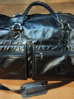 Χειροποίητη TRUSSARDI Men's Βlack Calf Leather 80's Travel Handbag . Δερμάτινη , επί παραγγελία.