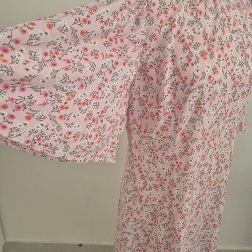 Dress new with bell sleeves, summer, pink multicolor