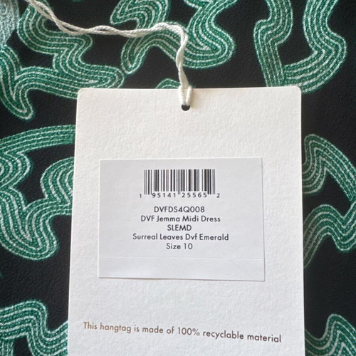 Jemma dress Diane Von Furstenberg new, black and green midi