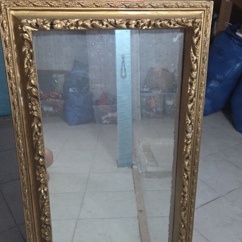 Wooden mirror with gold ornate frame 100 x 60 cm