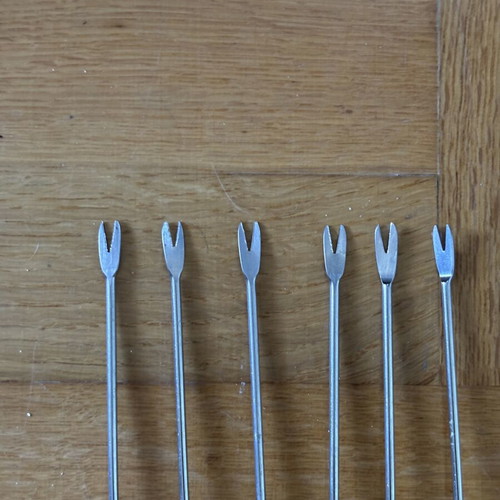 Handmade wooden fondue forks in 6 colors, new