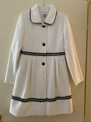 Children's coat new, white, size 12 or 14
