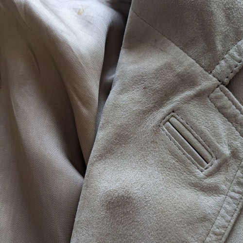 Rococo vintage men's leather jacket used, beige, size 50