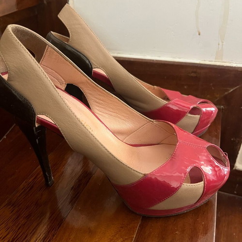 High Heel Pumps used, size 38, beige and pink