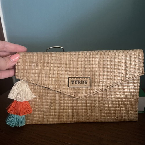 Straw envelope bag Verde like new, beige crossbody