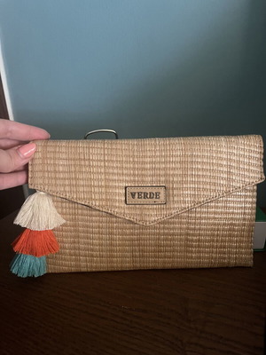 Straw envelope bag Verde like new, beige crossbody